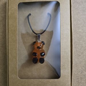 Brown and Black Bear Pendant Necklace